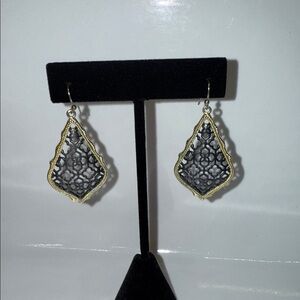 Kendra Scott Gold and Black Teardrop Earrings